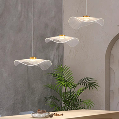 Đèn thả thủy tinh thả lá sen 3 chao đế dài HECO HTK_035 VLTHTI-014