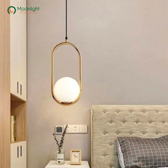 Đèn thả thủy tinh chao trắng đục D150 hình bầu dục TH743D150 VLTHTI-049