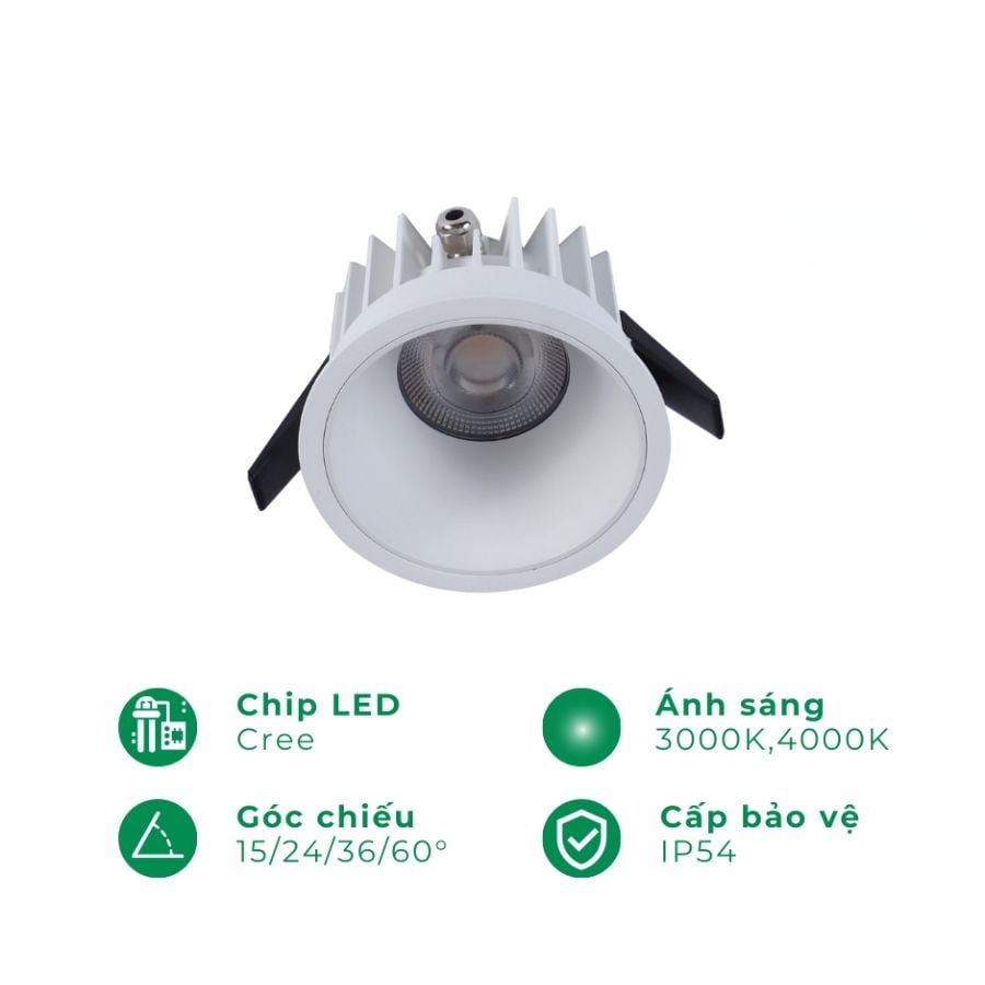 Đèn led âm trần spotlight tròn ELV VND23-F075R