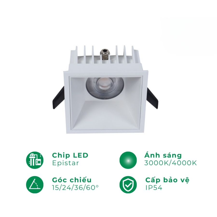 Đèn led âm trần spotlight vuông ELV VND23-F090S