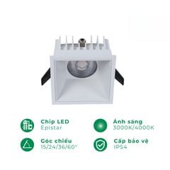 Đèn led âm trần spotlight vuông ELV VND23-F090S