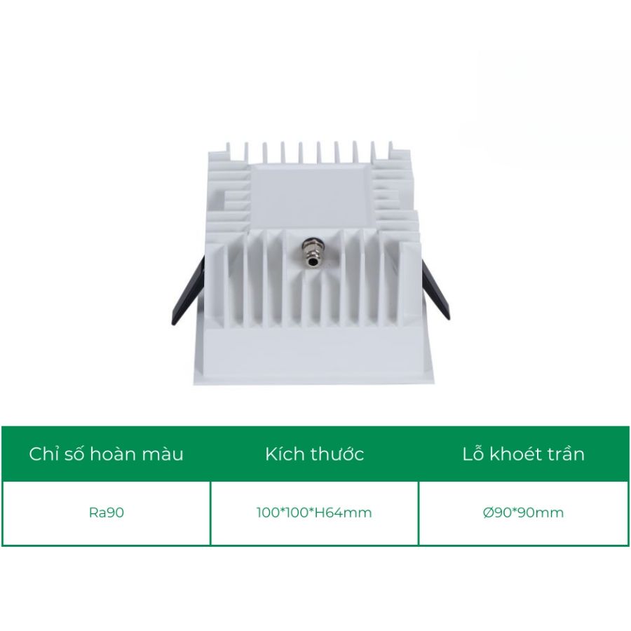 Đèn led âm trần spotlight vuông ELV VND23-F090S