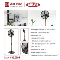 Quạt cây Mr.Vu WINDY 3 cánh 40cm 50W