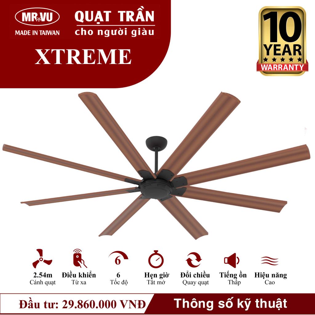 Quạt trần Mr.Vu XTREME 6 cánh 3m05 95W DC