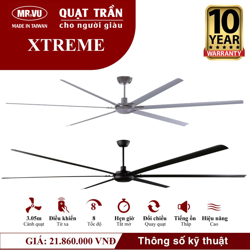 Quạt trần Mr.Vu XTREME 6 cánh 3m05 95W DC