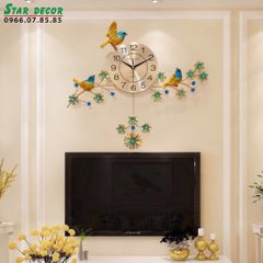 Decor đồng hồ trang trí phòng khách 3 con chim đậu trên cành ML_225