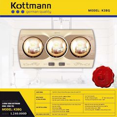 Đèn sưởi nhà tắm Kottmann 3 bóng gắn tường K3BQ