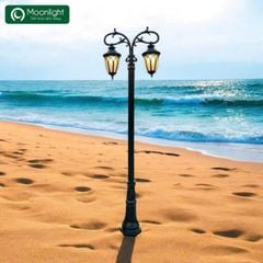 Đèn cột sân vườn 2 bóng màu đen, VLNTCO-020-AB