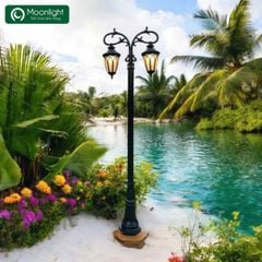 Đèn cột sân vườn 2 bóng màu đen, VLNTCO-020-AB