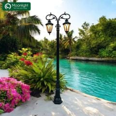 Đèn cột sân vườn 2 bóng màu đen, VLNTCO-020-AB