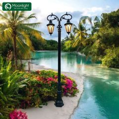 Đèn cột sân vườn 2 bóng màu đen, VLNTCO-020-AB