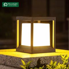 Đèn trụ cổng hàng rào năng lượng mặt trời TC02 vuông đen D220mm, 4.5W 5200mAh VLNTTC-042