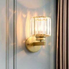 Đèn tường chao thủy tinh màu vàng KT16x16, H18 DT1133 VLDTTI-035