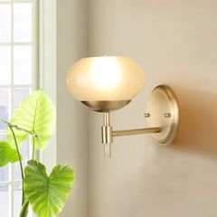 Đèn tường chao thủy tinh vàng đế vàng 1728 VLDTTI-059