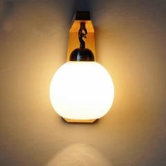 Đèn tường chao thủy tinh đục đế gỗ C6602 VLDTTI-056