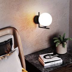 Đèn tường chao thủy tinh màu đen D20 DT1124BK VLDTTI-010