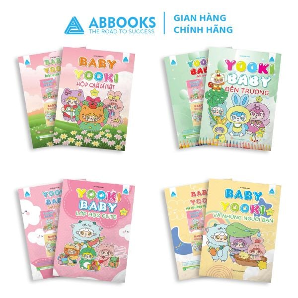 Bé tô màu ABBOOKS - Baby Yooki Đến Trường, Hộp Quà Bí Mật, Những Người Bạn, Lớp Học Cute