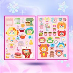 Sách - Sticker Baby Three - Chăm việc nhà, Lớp học mẫu giáo, Ngày cuối tuần, Siêu thị vui vẻ - ABBOOKS