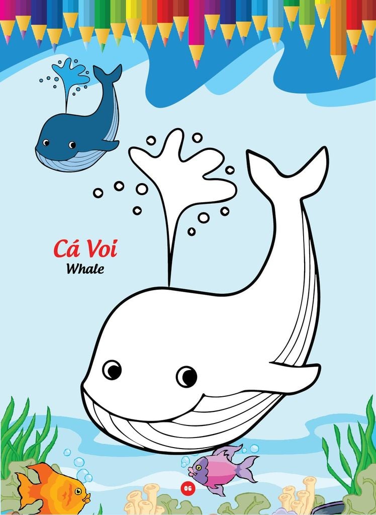 Sách - Bé tô màu và học tiếng anh theo chủ đề - Động vật biển