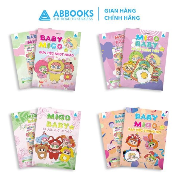 Bé tô màu ABBOOKS - Baby Migo Bữa tiệc ngọt ngào, Xử sở thần tiên, Trước giờ đi ngủ, Rạp xiếc trong mơ