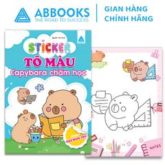 Sách Tô Màu - Sticker - Capybara Chăm Học, Capybara Thư Giãn, Capybara Yêu Âm Nhạc, Capybara Chuyên Gia Ẩm Thực