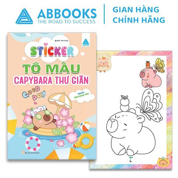 Sách Tô Màu - Sticker - Capybara Chăm Học, Capybara Thư Giãn, Capybara Yêu Âm Nhạc, Capybara Chuyên Gia Ẩm Thực
