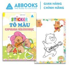 Sách Tô Màu - Sticker - Capybara Chăm Học, Capybara Thư Giãn, Capybara Yêu Âm Nhạc, Capybara Chuyên Gia Ẩm Thực