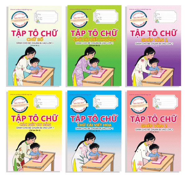 Tập Tô Chữ - trọn bộ 6 cuốn (Dành Cho Bé Chuẩn Bị Vào Lớp 1)