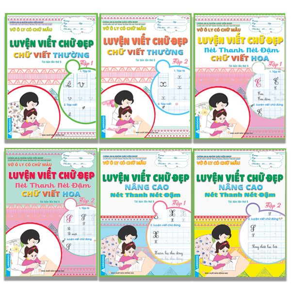 Vở Ô Ly Có Chữ Mẫu - Luyện Viết Chữ Đẹp - Combo 6 cuốn