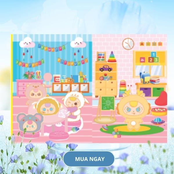 Sách - Sticker Baby Three - Chăm việc nhà, Lớp học mẫu giáo, Ngày cuối tuần, Siêu thị vui vẻ - ABBOOKS