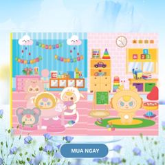 Sách - Sticker Baby Three - Chăm việc nhà, Lớp học mẫu giáo, Ngày cuối tuần, Siêu thị vui vẻ - ABBOOKS