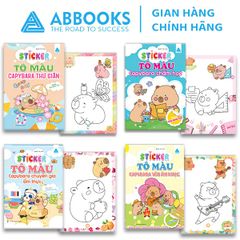 Sách Tô Màu - Sticker - Capybara Chăm Học, Capybara Thư Giãn, Capybara Yêu Âm Nhạc, Capybara Chuyên Gia Ẩm Thực