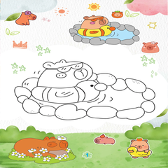 Sách - Tô màu ABBOOKS - Capybara - Thân Thiện - Thích Hoa Qủa - Thích Suối Nước Nóng - Vui Chơi Bốn Mùa