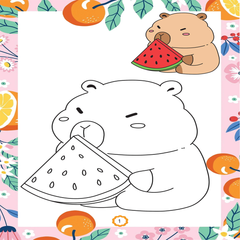 Sách - Tô màu ABBOOKS - Capybara - Thân Thiện - Thích Hoa Qủa - Thích Suối Nước Nóng - Vui Chơi Bốn Mùa