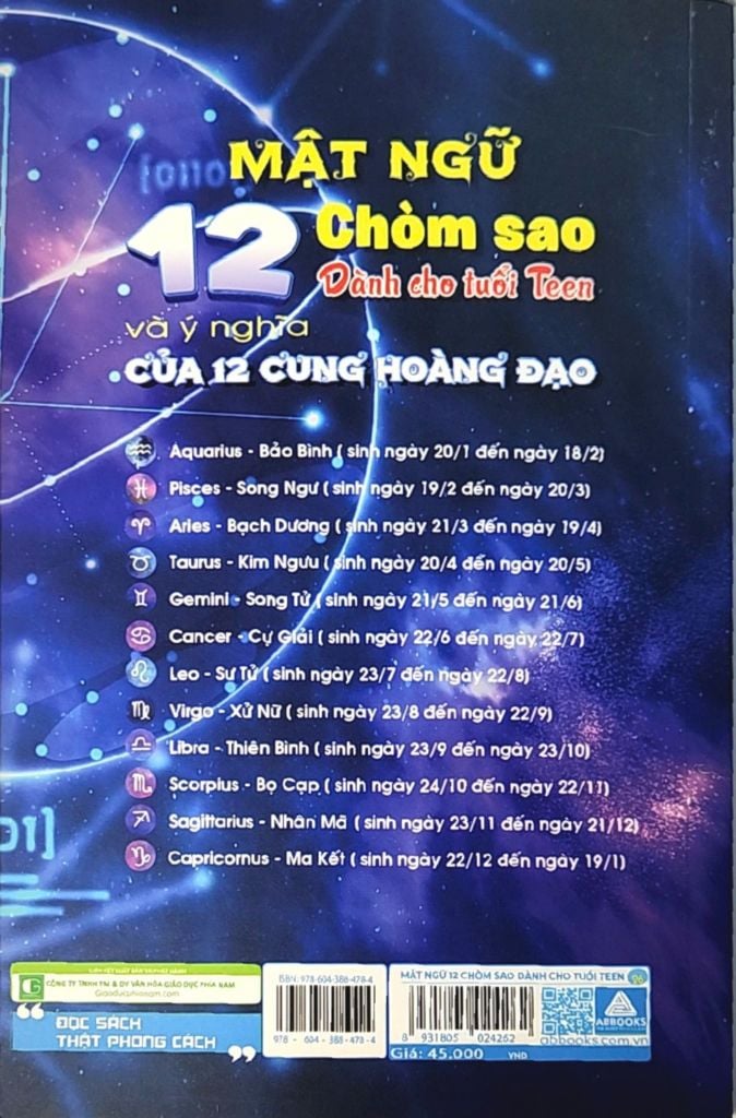 Sách Mật Ngữ 12 Chòm Sao Dành cho tuổi Teen và Giải thích ý nghĩa của 12 Cung Hoàng Đạo ABBOOKS