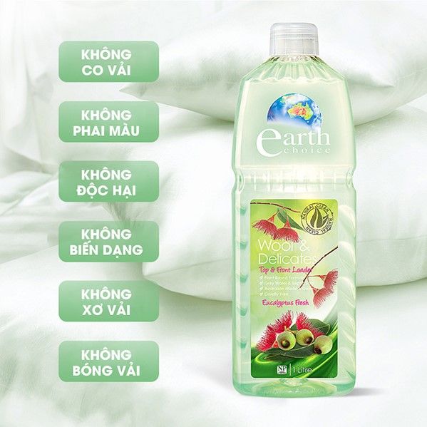 Nước giặt gốc thực vật tinh dầu bạch đàn Earth Choice 1l cho vải cao cấp