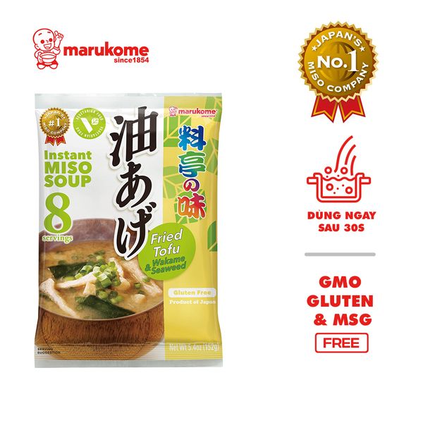 Gói soup miso rong biển đậu hũ chiên chay ăn liền Marukome 152g