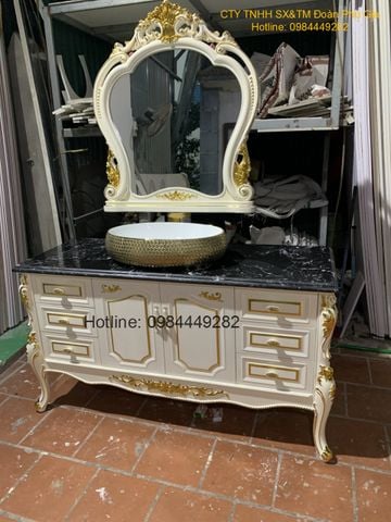  Tủ chậu tân cổ điển dát vàng 150cm 