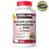  Viên Bổ Sung Calcium Citrate Magnesium And Zinc - Kirkland_500 Viên 