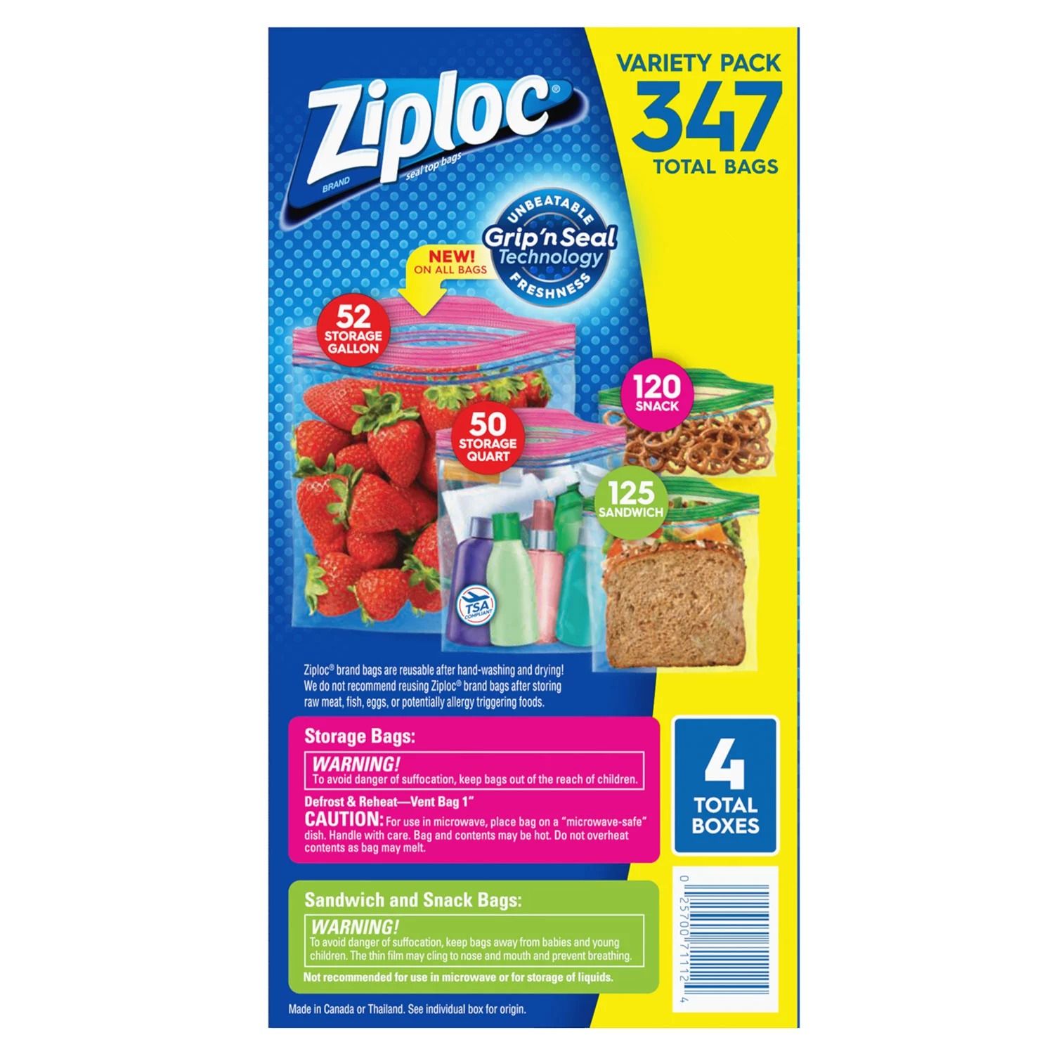  Túi Ziploc Đa Năng Nhiều Size Ziploc Variety 347 Cái 