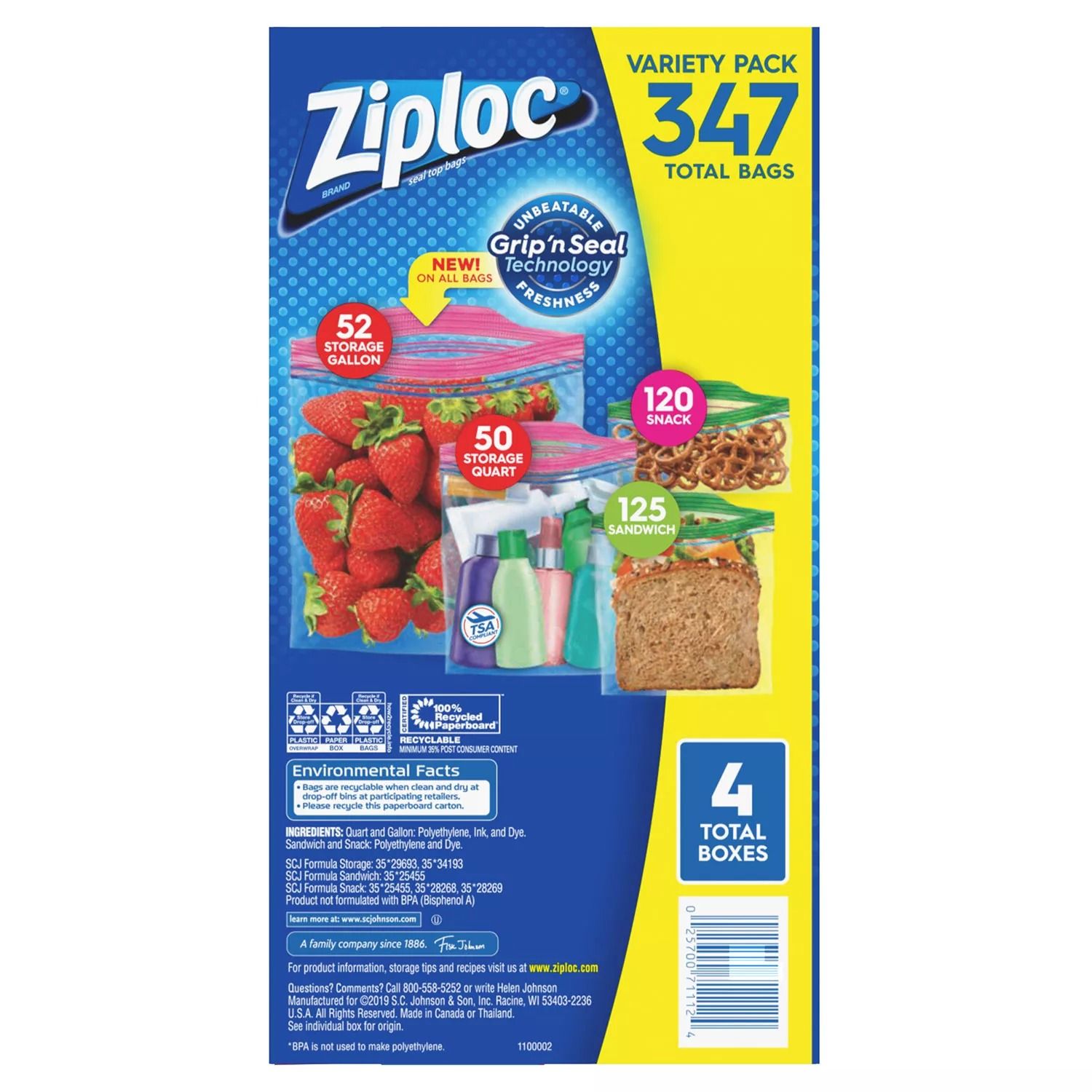  Túi Ziploc Đa Năng Nhiều Size Ziploc Variety 347 Cái 