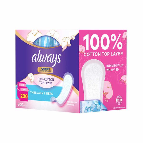  Băng Vệ Sinh Hằng Ngày Always Advance 100% Cotton Layer 200 Miếng (Costco) 