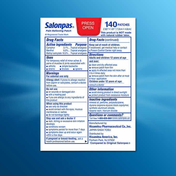  Cao Dán Giảm Đau Salonpas Pain Relieving Patch 140 miếng_Mỹ 