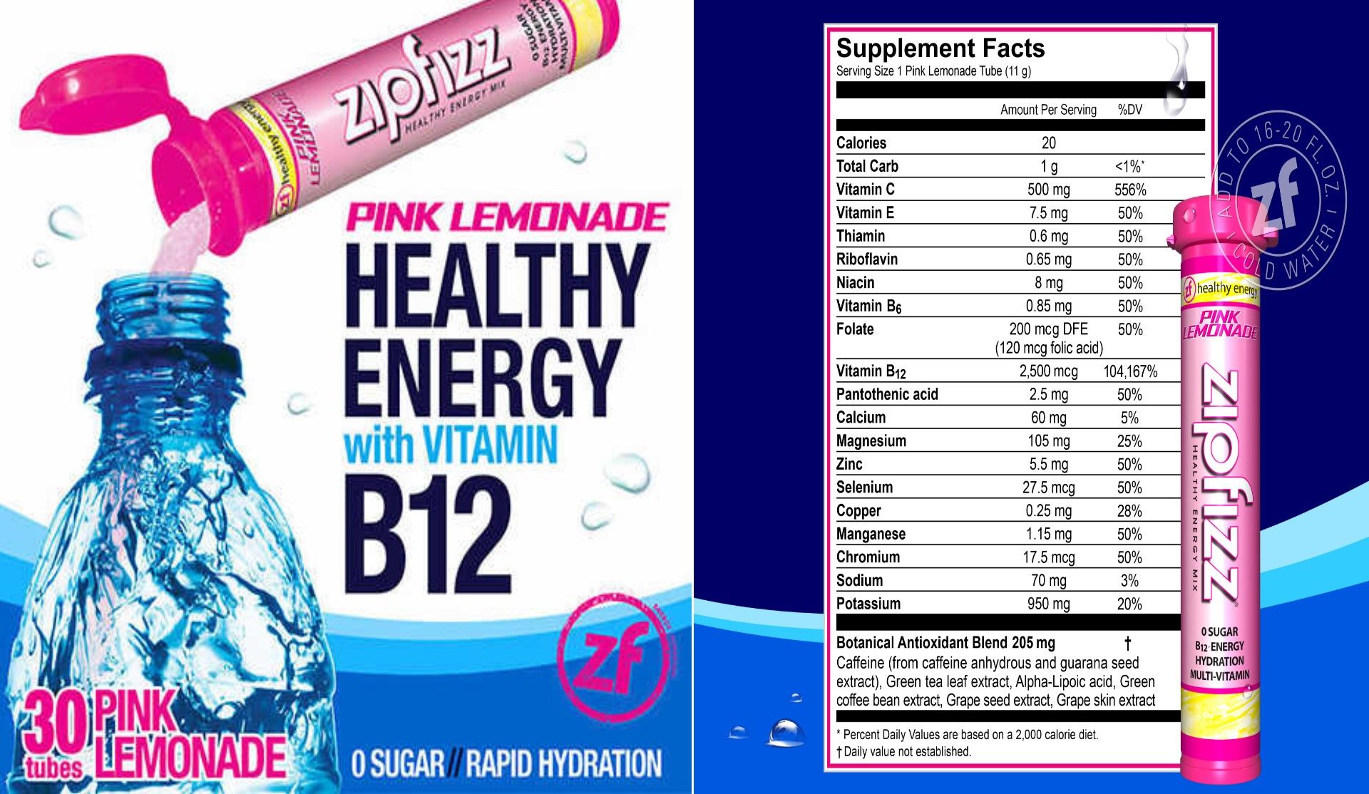  Bột Bổ Sung Năng Lượng Vitamin Zipfizz Healthy Energy Drink Mix B12 Hộp 30 Ống-11g/Ống 