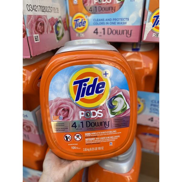  Viên Giặt Xả Tide Pods 4 In 1 Thùng Nhựa 104 Viên 