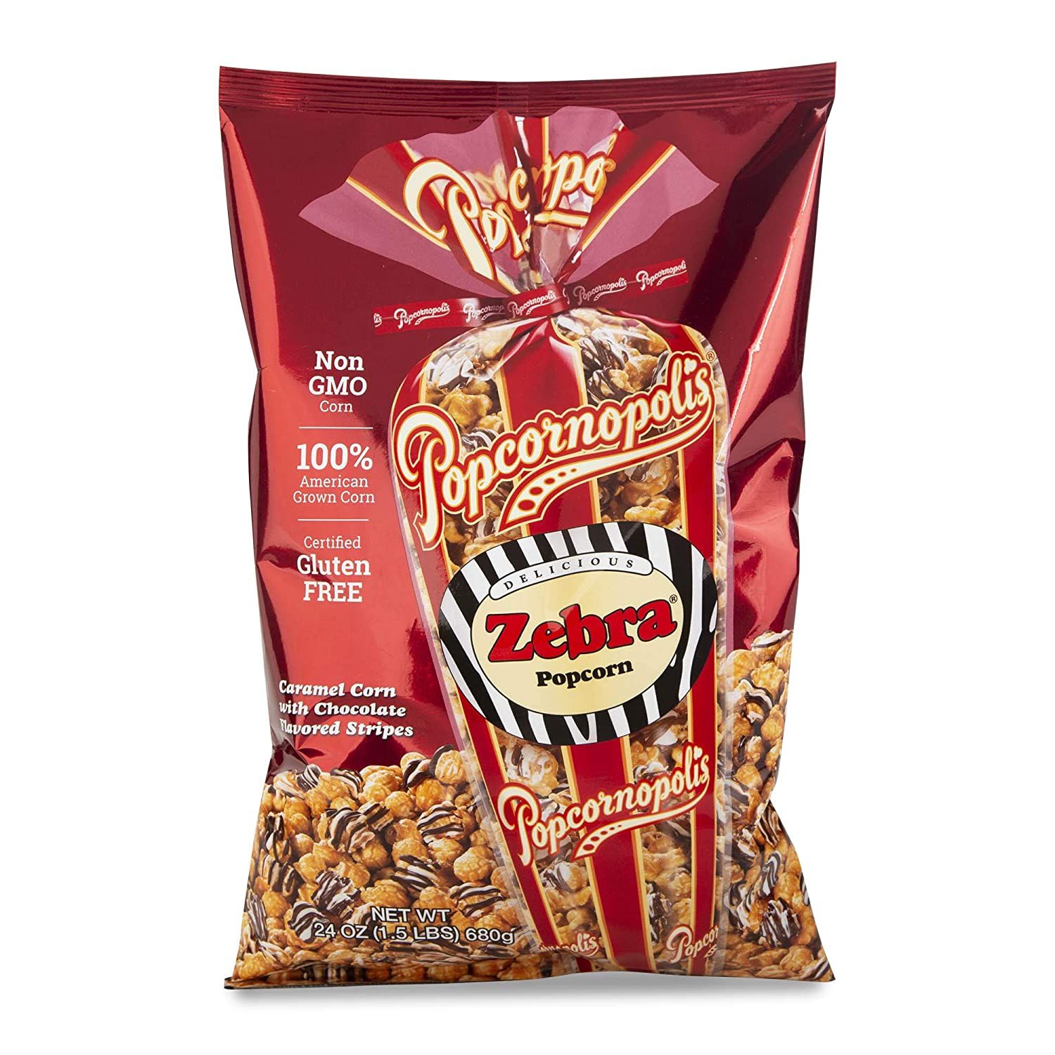  Bắp rang Caramel và socola Popcornopolis zebra Non GMO 680g_Mỹ 