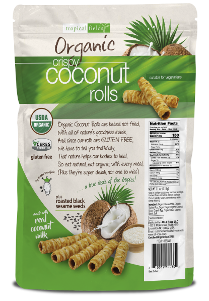  Bánh Ống Dừa Tropical Fields Organic Crispy Coconut Rolls 312g_Mỹ 