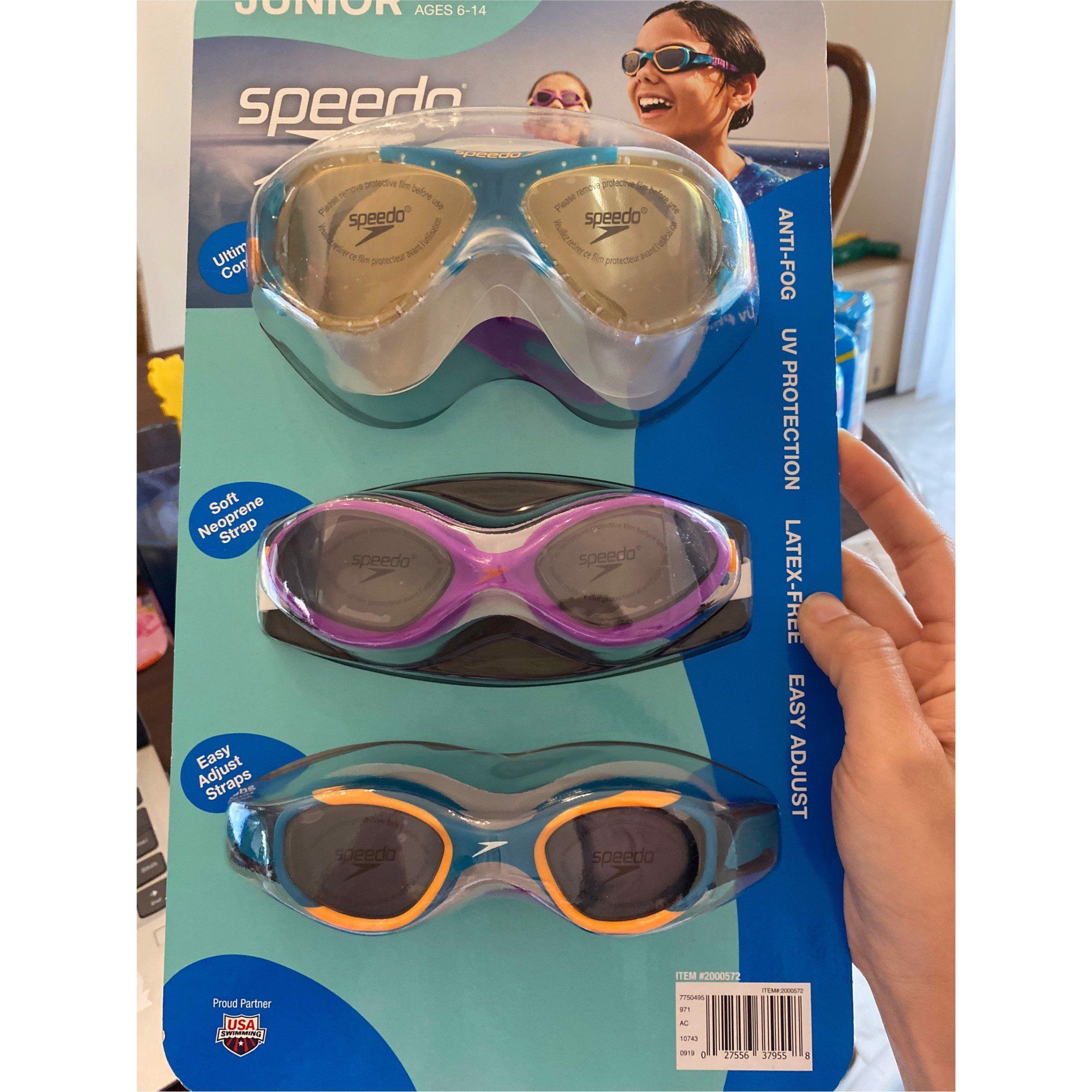  Set 3 Kính Bơi Trẻ Em Speedo Juniors Goggles 6-14 Tuổi Chống Tia Cực Tím 