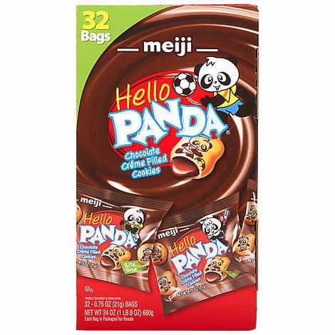  Bánh Gấu Nhân Kem Socola Meiji Hello Panda Chocolate Creme Filled Cookies Hộp 32 Gói 680g_Mỹ 