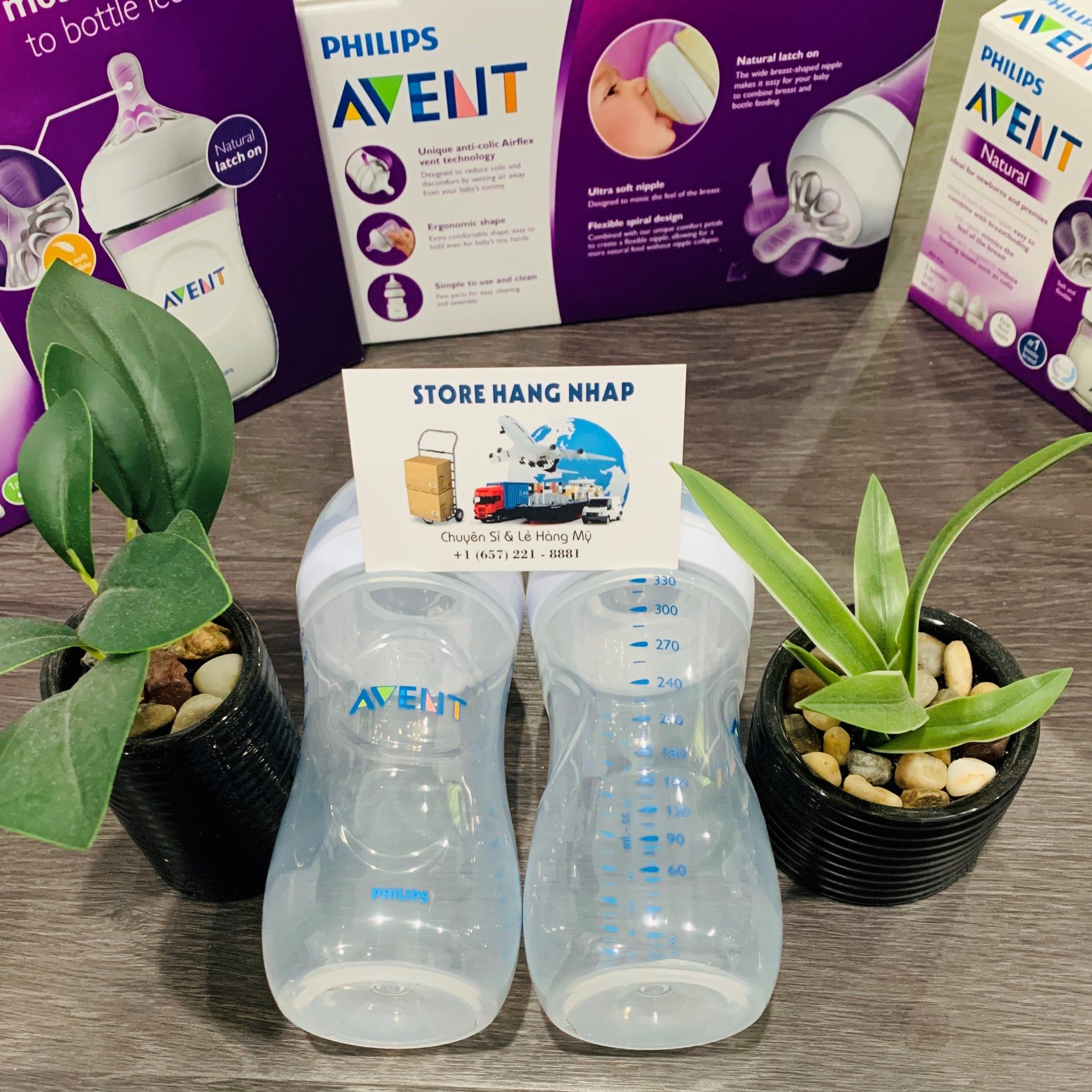  Set 3 Bình Sữa Philips Avent Mô Phỏng Tự Nhiên 4 Size (60ml - 125ml - 260ml - 330ml) 